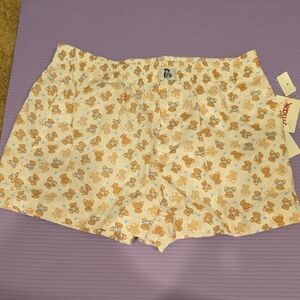 Cute Teddy Bear And Blue And White Striped Shorts